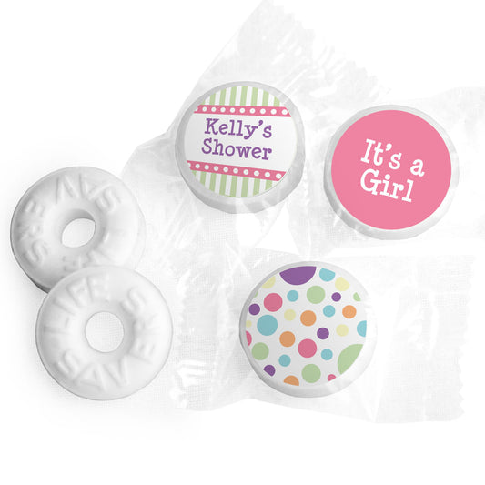 Baby Shower Pink Stripe Personalized LIFE SAVERS Mints