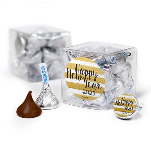 New Year's Eve Gold Stripes Hershey's Kisses Gift Box