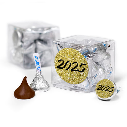 New Year's Eve Gold Glitter Hershey's Kisses Gift Box