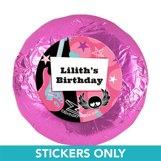 Personalized Birthday Rock Star Girl 1.25" Stickers (48 Stickers)