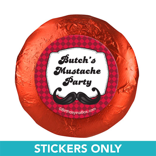 Personalized Birthday Mustache Madness 1.25" Stickers (48 Stickers)