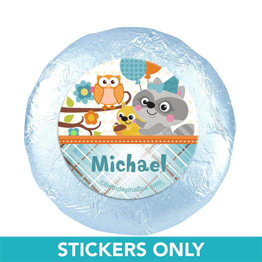 Personalized Birthday Woodland Boy 1.25" Stickers (48 Stickers)