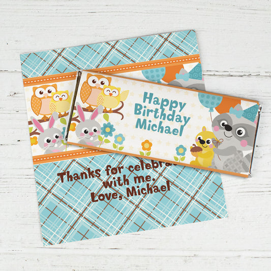 Personalized Birthday Woodland Boy Chocolate Bar Wrappers