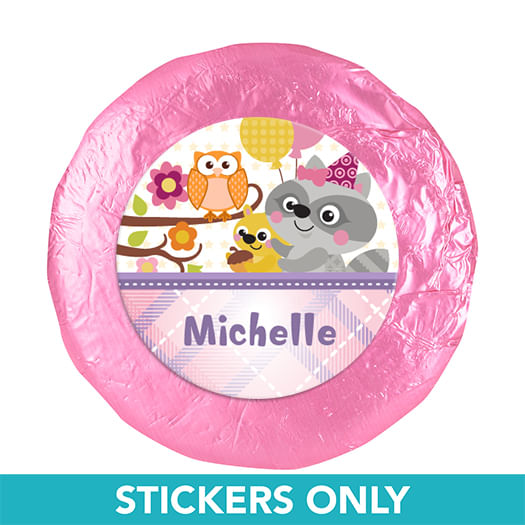 Personalized Birthday Woodland Girl 1.25" Stickers (48 Stickers)