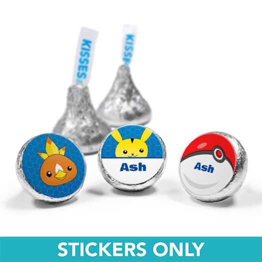 Personalized Birthday Pokemon Themed 3/4" Sticker (108 Stickers)