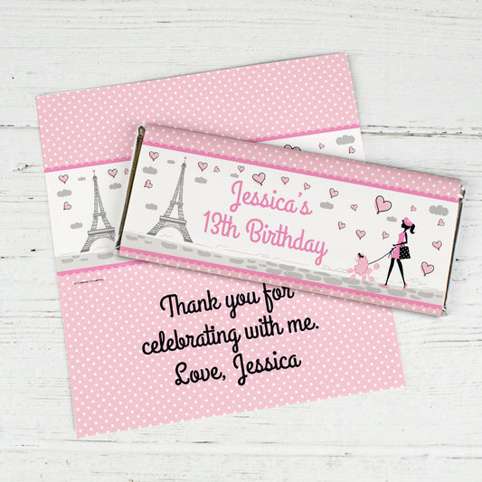 Personalized Birthday Poodle Chocolate Bar Wrappers