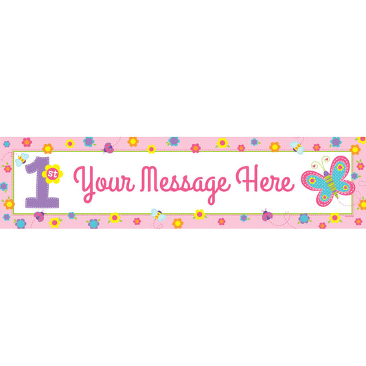 Personalized Sweet First Birthday Girl 5 Ft. Banner