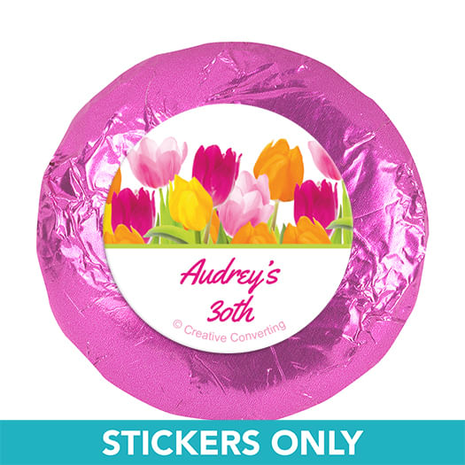 Personalized Birthday Tulips 1.25" Stickers (48 Stickers)