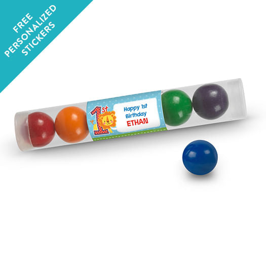 Birthday Personalized Gumball Tube Lion 1st Birthday (12 Pack)