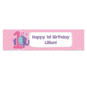 Personalized Birthday Purple Elephant 5 Ft. Banner