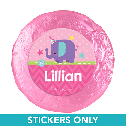 Personalized Birthday Elephant 1.25" Stickers (48 Stickers)