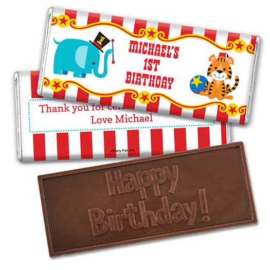 Personalized Birthday Circus Embossed Happy Birthday Chocolate Bar