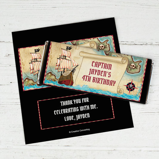 Personalized Birthday Pirate Map Chocolate Bar Wrappers