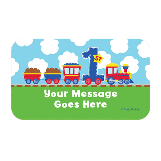 All Aboard First Birthday Personalized Rectangular Stickers (18 Stickers)