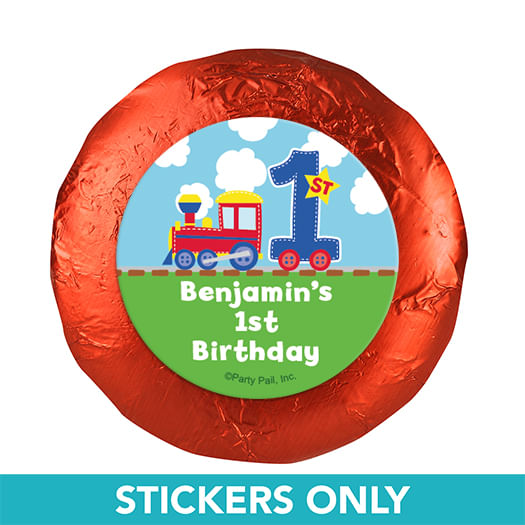 Personalized First Birthday Train 1.25" Stickers (48 Stickers)