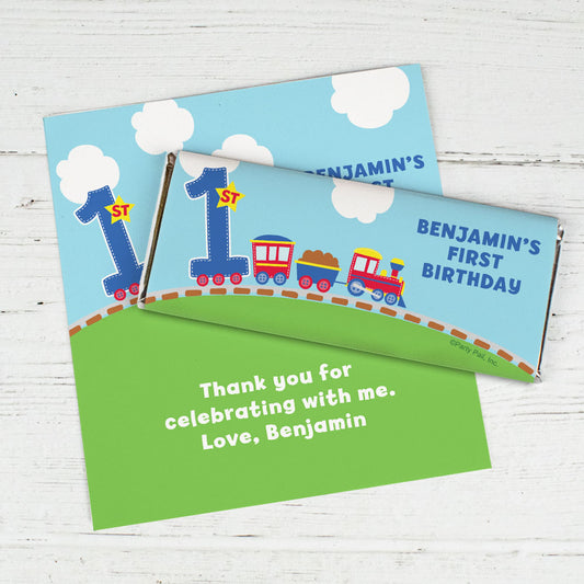 Personalized First Birthday Train Chocolate Bar Wrappers