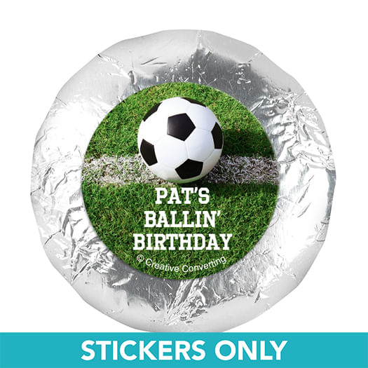 Personalized Birthday Soccer Balls 1.25" Stickers (48 Stickers)