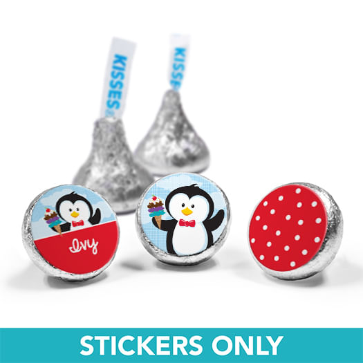 Personalized Birthday Penguin 3/4" Sticker (108 Stickers)