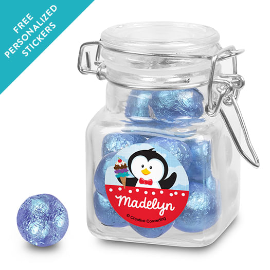 Birthday Personalized Latch Jar Penguin 1st Birthday (12 Pack)