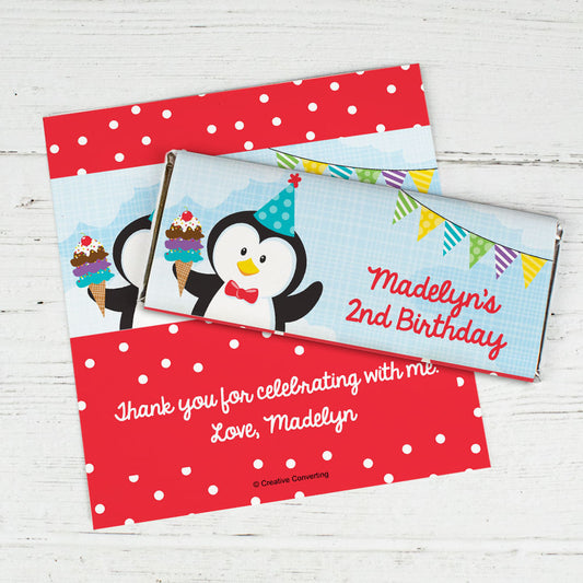 Personalized Birthday Penguin Chocolate Bar Wrappers