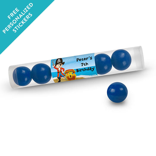 Birthday Personalized Gumball Tube Pirate Theme (12 Pack)