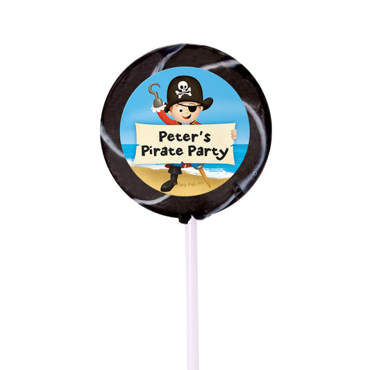 Birthday Personalized Small Swirly Pop Pirate Theme (24 Pack)