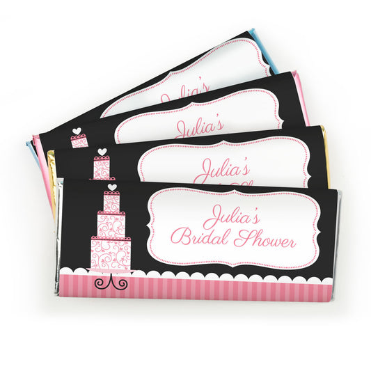 Personalized Bridal Shower Pink Cake Chocolate Bar Wrappers