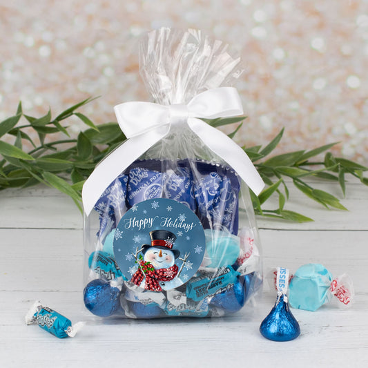 Personalized Happy Holidays Blue Goodie Bag - Snowman