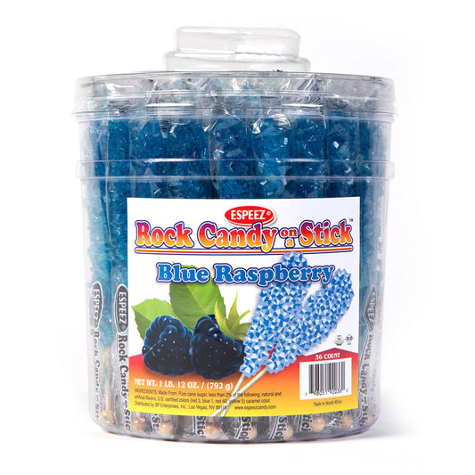 Blue Raspberry Rock Candy on a Stick (36 Pack)