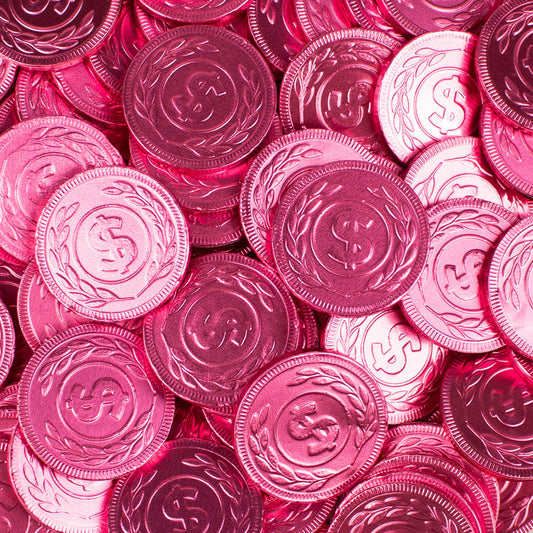 Just Candy Pink Foil Chocolate Coins