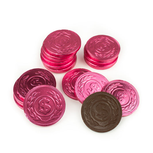 Just Candy Pink Foil Chocolate Coins