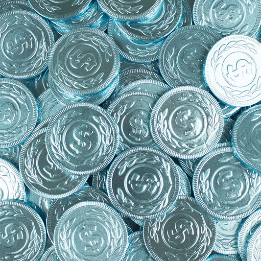 Just Candy Light Blue Foil Chocolate Coins