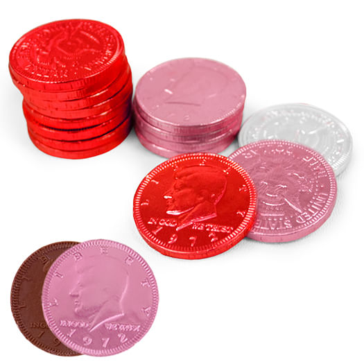 Valentine's Day Milk Chocolate Red, Pink and White Coins