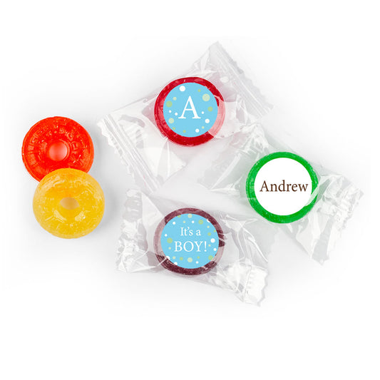 Baby Boy Announcement Personalized LifeSavers 5 Flavor Hard Candy Dots (300 Pack)