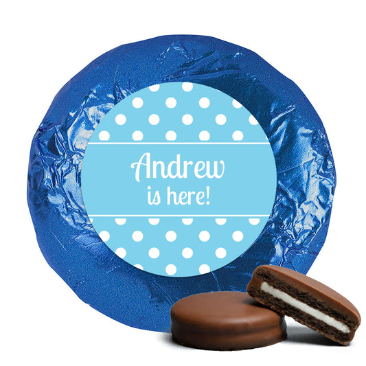 Baby Boy Announcement Chocolate Covered Oreos Polka Dots