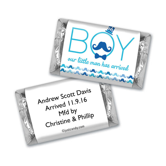 Baby Boy Announcement Personalized Hershey's Miniatures "Oh Boy" Mustache