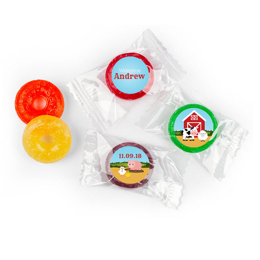 Baby Boy Announcement Personalized LifeSavers 5 Flavor Hard Candy Barnyard with (300 Pack)