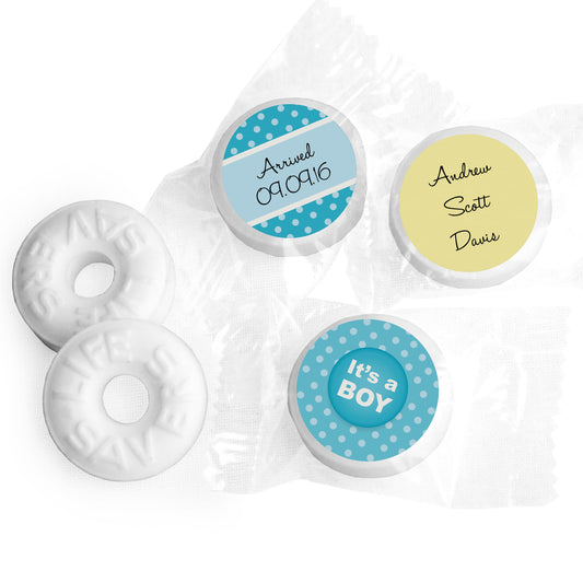 Baby Boy Announcement Personalized Life Savers Mints It's a Boy! Polaroid