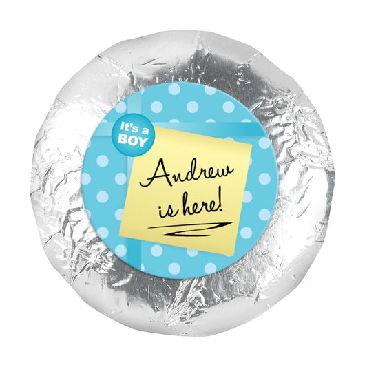 Baby Boy Announcement 1.25" Sticker It's a Boy! Polaroid (48 Stickers)