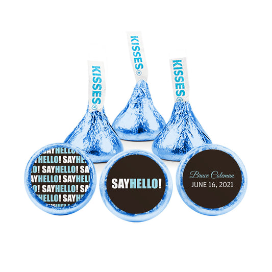 Personalized Boy Birth Announcement Say Hello! Hershey's Kisses