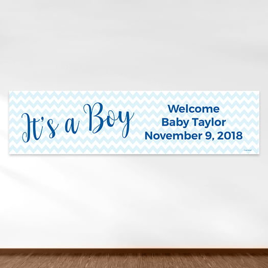 Personalized It's a Boy Chevron Boy Baby Announcement 5 Ft. Banner