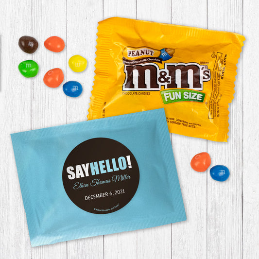 Personalized Say Hello! Baby Boy Announcement Peanut M&Ms