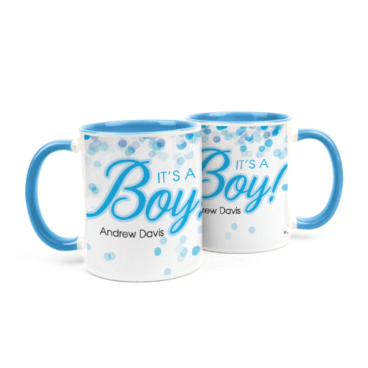 Personalized Baby Boy Announcement Bubbles 11oz Mug