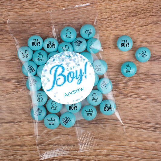 Personalized Boy Birth Announcement It's a Boy Candy Bag with JC Chocolate Minis