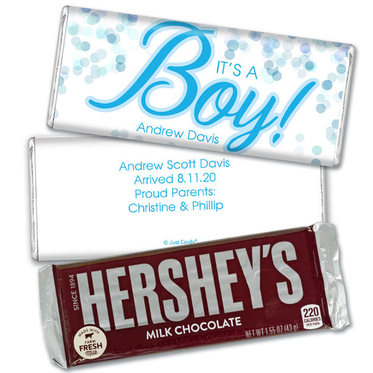 Personalized Bubbles Baby Boy Birth Announcement Hershey's Hershey's Milk Chocolate Bar & Wrapper