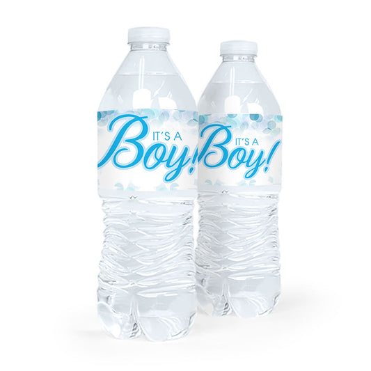 Baby Shower Bubbles Baby Boy Announcement - Water Bottle Labels