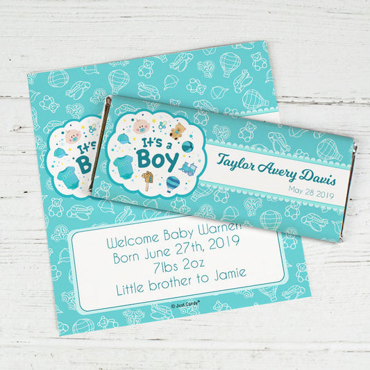 Personalized It's a Boy Bundle of Joy Chocolate Bar Wrappers Only