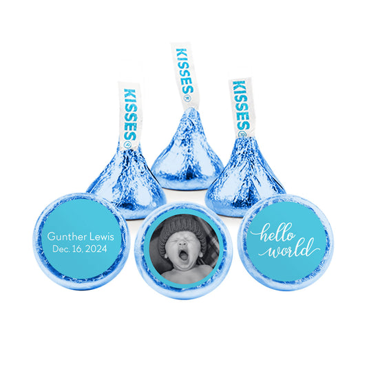 Personalized Boy Birth Announcement Hello World! Hershey's Kisses