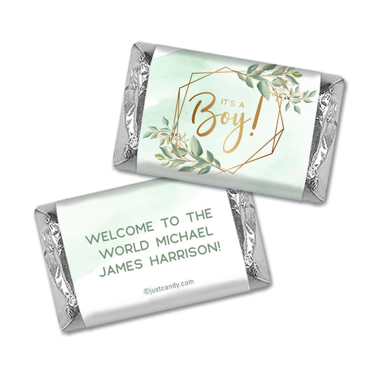 Personalized It's A Boy Botanical Hershey's Miniatures Wrappers