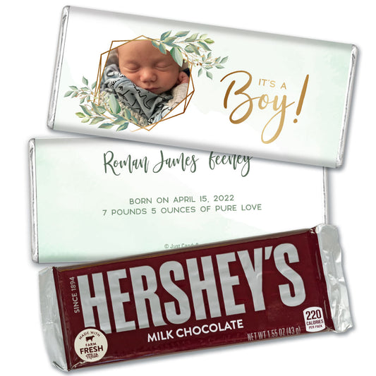 Personalized It's a Boy Botanical Hershey's Milk Chocolate Bar